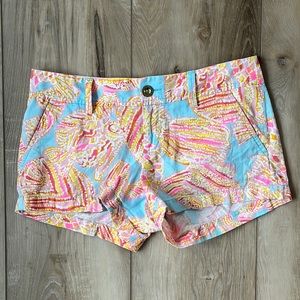 Lilly Pulitzer Walsh Shorts Breakwater Blue Tini Bikini Fish Print Size 2